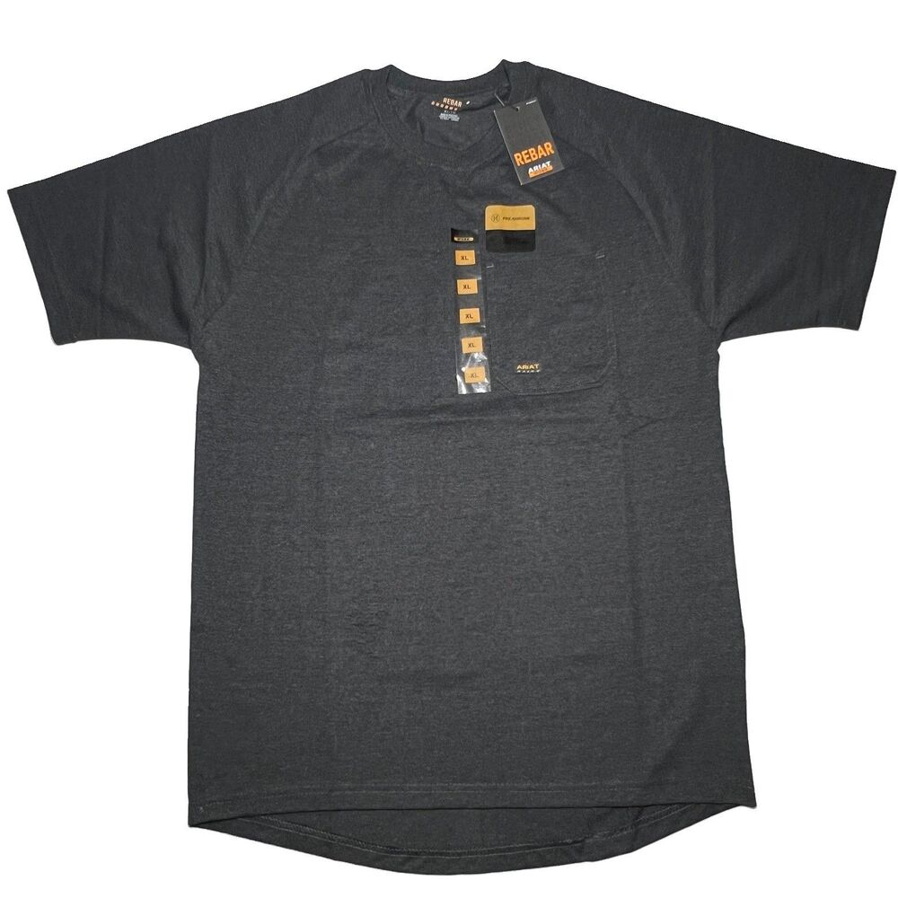 Ariat Rebar Men's T-Shirt Cotton Strong, Raglan Short Sleeve, Basic Pocket Tee